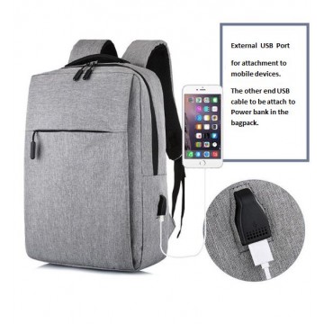 Backpack with USB port Grey