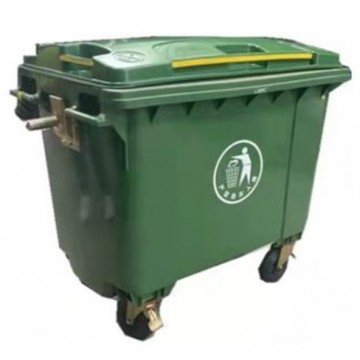 660L PLASTIC GARBAGE CONTAINER, GREEN