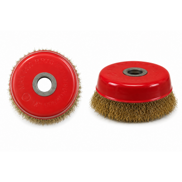 Brass Crimped Wire Cup Brush 75mm, 100mm x 5/8" Thread also  150mm 0f 7/8"